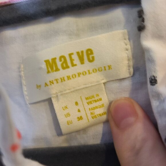 Maeve Anthropologie Clip Dot Relaxed Button‎ Down White Black Size Small - Picture 4 of 12